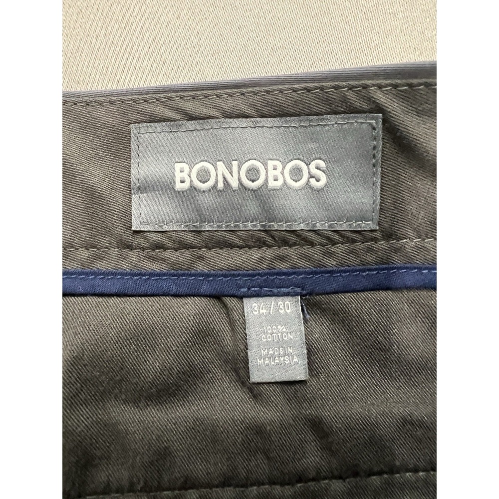 Bonobos Men's Friday Slim Fit Gray 100% Cotton Chino Pants Size 34x30 - Picture 6 of 8